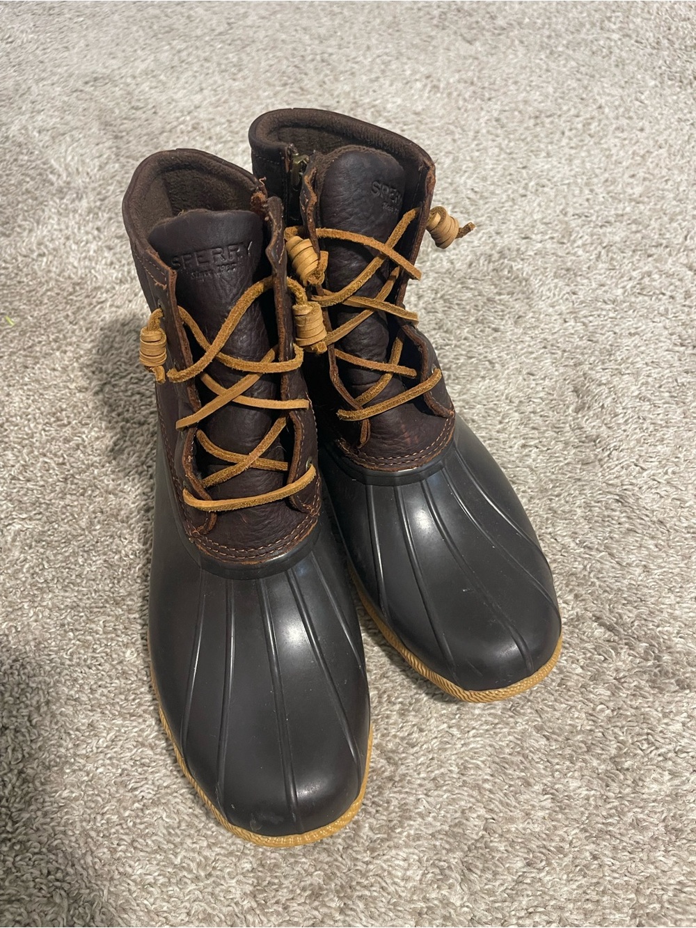 Sperry Leather Upper Boots in Dark Brown and Tan Accents